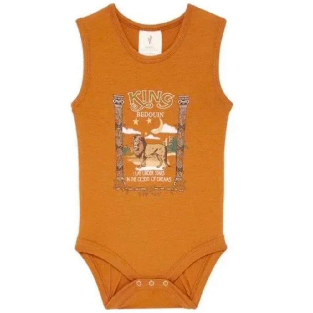 Little Spell & Gypsy King Bedouin Desert Lion Tan Sleeveless Onesie 6-12 Month